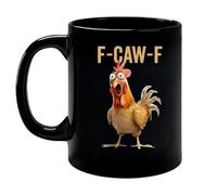 Générique F-Caw-F Funny Chicken Mug, Personalized Chickens Pun Sarcastic Ceramic Coffee Cup, Unique Animal Humor Graphic Cup, Accent Cups Gift for Men Women Office Worker Friends (Black,11oz)