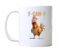 Générique F-Caw-F Funny Chicken Mug, Personalized Chickens Pun Sarcastic Ceramic Coffee Cup, Unique Animal Humor Graphic Cup, Accent Cups Gift for Men Women Office Worker Friends (White,11oz)