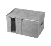 Générique Fabric Box, Clothes Organizers Storage, Foldable Clear Window, Large Capacity Lid Zipper, Bedroom Wardrobe Cabinet, Home Organization Category, Blanket Quilt Container Grey XL