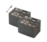 Générique Fabric Shoe Organizer Storage Box,With Adjustable Dividers For Shoe Box,12 Separate Compartments For Boots Heels Sneakers (Gray,Set2)
