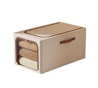 Générique Fabric Storage Cubes - 45cm Clothes Containers | Waterproof Stackable Cloth Organizer, Clear PVC Window & Leather Handle Double Zipper Box For Basement Closet Wardrobe Sweater Blankets