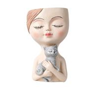 Générique Face Flower Pots - Resin Lady Head Planter, Container with Drainage Hole, Artistic Decorative Vase Supporting Healthy Plant Growth, Elegant Home Garden Display Piece | Indoor Outdoor