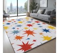 Générique Facile À Entretenir Tapis Fantaisie IrréGulier Motif D’éToile Dessous antidérapant Doux Poil Ras Tapis pour Salon Chambre Couloir Chambre d'enfant et Bébé Multicolore, 80 x 120 cm