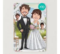 Générique Faire-part Mariage personnalisé - Carte en A6 - Dessin animé Personnalisable avec Photo, Invitation de mariage avec 10 Pcs 10,5x14,8cm
