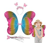 Générique Fairy Wings, Butterfly Hair Hoop Costume Set, 18.9x14.96 inches Cosplay Accessories with Wand, Dress Up Wings for Kids Girls, Parties Birthdays Festivals, Playtime