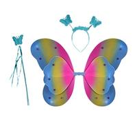 Générique Fairy Wings, Butterfly Headband, 2 Pieces Set Lightweight Wings Soft Cloth Comfortable Fit Creative, Fairy Wand Toy for Kids Dress Up Play, 18.9x14.96 Inches, Pink, Blue