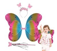 Générique Fairy Wings, Butterfly Wand, 18.9x14.96 Inches Lightweight Costume Set and Soft Elastic Fit, Dress Up Accessory for Girls, Cosplay, Festival, Kids Party, Role Play, Performance
