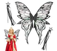 Générique Fairy Wings For Girls, Colorful Angel Wing Costume Set With Cosplay Accessories, Perfect For Birthday Parties, Halloween, Dress-Up, Stage Performances, And Themed Events, 31.5x29.45 In