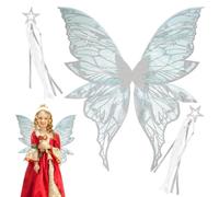 Générique Fairy Wings For Girls, Colorful Angel Wing Costume Set With Cosplay Accessories, Perfect For Birthday Parties, Halloween, Dress-Up, Stage Performances, And Themed Events, 31.5x29.45 In
