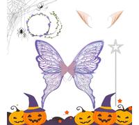 Générique Fairy Wings - Halloween Dress Up, Elegant Shape Butterfly Wings, Sparklee Angel Wing | Costume de Noël avec bandeau de, et oreilles pour filles sœurs pour