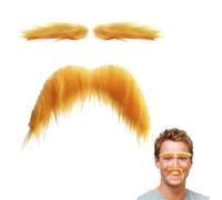 Générique Fake Beard - 9x2cm Costume Eyebrows | Yellow Beard And Eyebrow Set, Realistic Self-Adhesive Mustache Novelty Prop For Halloween, Fancy Dress Party For Men And Women