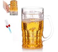 Générique Fake Beer Glass, 400ml Double Layer Funny Prank Beers Mug, Funny Spoof Water Cup with Handles, Leak-Proof Insulated Freezable Design, Realistic Prank Cup for Bars Beverages (1PCS)