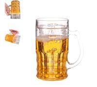 Générique Fake Beer Glasses,13.5oz Double Layer Funny Beer Stein,Fake Double Beers Mugs with Handles Mezzanine,Realistic Prank Cup for Bars Beverages,Prank and Parties Beers Stein (1*pcs)
