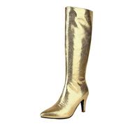Générique Fall And Winter Fashion High Heeled 35 47 Big Yards Pointed Head par Elegant Tall Women's Boots Bottes De Neige Pour Femmes Imperméables Isolées (Gold, 45)