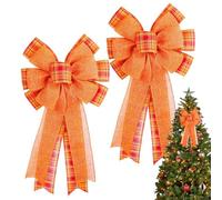 Générique Fall Bows Wreaths, Fall Ribbons, 9.84x1.38x18.9 inches Size Autumn Harvest Decoration, Craft Supplies for Seasonal Holiday Kitchen Indoor Farmhouse Front Door, Orange