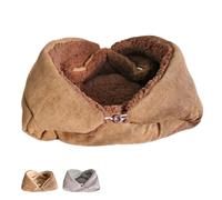 Générique Fall Winter Cat Bed, Warm Plush Sleeping Bag with Button& Washable Cover, Foldable Mat for Indoor Kitten, Small Pets in Apartment Living Room (Brown, S)