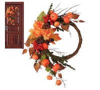 Générique Fall Wreath with Pumpkins | 19inch Long-Lasting Halloween Door Wreath for Decor | 50cm Falll Outdoor Wreaths, Falll Decorations for Home, Pumpkin Decor, Fall Wreaths for Front Door