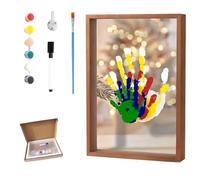 Générique Family Handprint Kit,Handprint Keepsake Frame,DIY Craft Keepsake Wooden,Handmade Wooden Frame for New Parents, Couples Crafts and Family Memory Gift for Wall or Table Display (Brown)