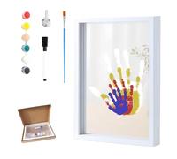 Générique Family Handprint Kit,Handprint Keepsake Frame,DIY Craft Keepsake Wooden,Handmade Wooden Frame for New Parents, Couples Crafts and Family Memory Gift for Wall or Table Display (White)
