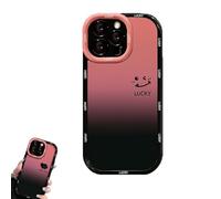 Générique Fangcase Gradient Matte for iPhone Case, Love You & Lucky Smiley Designs, Fangcase Gradient Matte Case, Full-Edge Full Cover Anti-Fall Mobile Phone Cases, for iPhone (for iPhone 16 E,Lucky)