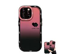Générique Fangcase Gradient Matte Phone Case with Love You & Lucky Smiley Designs, Compatible with iPhone 16/15/14/13/12/Pro Max. (Love,14)