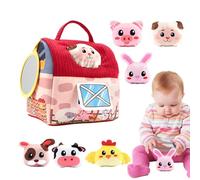 Générique Farm Playset, Cute Stuffed Animal Pretend Toy Set, Farm Barn House Carrier with Mirror, Interactive Plush for Easter Basket Stuffers, Birthday Presents, Multicolor