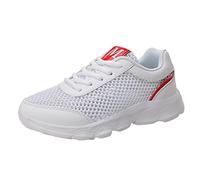 Générique Fashion Women Maillage Creux Respirant Confortable Dentelle Légère vers Le Bas Plat Bottes Compensées Noires pour Femmes Bout Fermé (White, 39) Basket Orthopedique Femme Chaussure De Sport