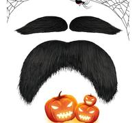 Générique Fausse Moustache Et Sourcils Noir, Barbes Et Sourcils Amusants Pour Cosplay, Accessoire Costume De Fausse Barbe Auto-adhésif Pour Farces Mascarade Fête