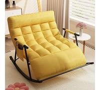 Générique Fauteuil à Bascule Ergonomique et élégant pour intérieur et Balcon - Fauteuil Lounge zéro gravité Confortable avec Coussin en Coton et Sac pour accoudoirs - Meuble Moderne rembourré Jaune.