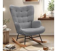 Générique Fauteuil à Bascule Teddy avec siège rembourré avec Dossier Haut, Chaise d'appoint Confortable, élégante et Confortable avec siège rembourré pour Salon, Chambre à Coucher, Bureau (Gris)