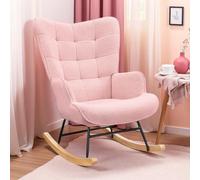 Générique Fauteuil à Bascule Teddy avec siège rembourré avec Dossier Haut, Chaise d'appoint Confortable, élégante et Confortable avec siège rembourré pour Salon, Chambre à Coucher, Bureau (Rose)