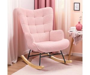Générique Fauteuil à Bascule Teddy avec siège rembourré avec Dossier Haut, Chaise d'appoint Confortable, élégante et Confortable avec siège rembourré pour Salon, Chambre à Coucher, Bureau (Rose)