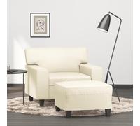Générique Fauteuil avec Repose-Pied Crème 60 cm Similicuir,Canapés,22.6KG-3201160