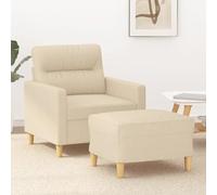 Générique Fauteuil avec Repose-Pied Crème 60 cm Tissu,Meubles, Canapés, Crème (Poids 19.8KG)