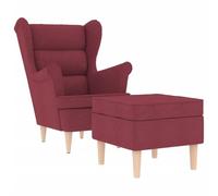 Générique Fauteuil avec Repose-Pieds Rouge Bordeaux Tissu Polyester | Rembourrage souple, Mousse haute résilience, Capacité 110 kg, Usage salon ou bureau
