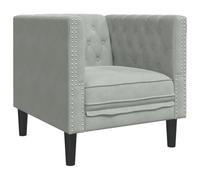 Générique Fauteuil Chesterfield Gris Clair Velours,Meubles, Canapés, Gris (Poids 16.4KG)