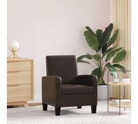 Générique Fauteuil Confortable en Similicuir Marron pour Salon - Design Ergonomique Structure en Bois de Pin Durable Dimensions 61x60x79 5 cm Assise Bien Rembourrée pour Détente Ultime