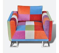 Générique Fauteuil Cube avec Design de Patchwork Chrome Tissu,Meubles,Fauteuils et chaises,Fauteuils,Multicolore,20.2kg,240895