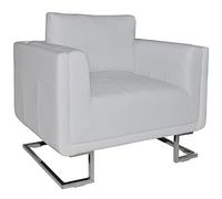 Générique Fauteuil Cube avec Pieds chromés Blanc Similicuir,Fauteuils et chaises,Fauteuils-241005