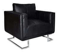 Générique Fauteuil Cube avec Pieds chromés Noir Similicuir,Fauteuils et chaises,Fauteuils-241004