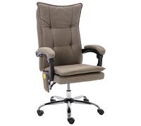 Générique Fauteuil de Bureau Ergonomique inclinable Taupe avec Massage et Chauffage Lombaire, Dossier Haut, accoudoirs incurvés, Assise rembourrée, réglable en Hauteur, roulettes Nylon,