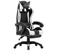 Générique Fauteuil de Jeux vidéo Blanc et Noir en Similicuir avec Repose-Pied rétractable, inclinable, pivotant à 360 degrés, réglable en Hauteur, Oreiller de tête et Coussin de Taille