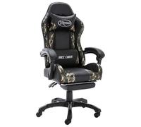 Générique Fauteuil de Jeux vidéo Noir Camouflage en Similicuir, inclinable avec Repose-Pied rétractable, Oreiller de tête et Coussin de Taille, réglable en Hauteur par Levage à gaz,