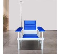 Générique Fauteuil de Perfusion Rembourré 2 Places,Fauteuil de Phlébotomie Médical en Cuir avec Support pour Perfusion,Banc d'accueil Banc de Salle D'attente (Blue)