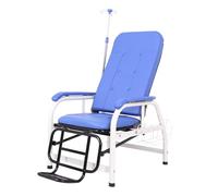 Générique Fauteuil de Phlébotomie Bleu, Fauteuil de Prélèvement Sanguin avec Support pour Perfusion,Banc Médical en Cuir Banc de Perfusion Simple (Full reclined + footrest)