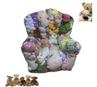 Générique Fauteuil De Rangement Transparent pour Peluches, Pouf De Rangement pour Peluches, Housse Transparente Pouf Animal, Sac Rangements Imperméable Jouets avec Fermeture Éclair(sans Poupées),S