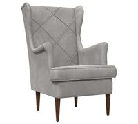 Générique Fauteuil Gris Clair Velours, Fauteuil Confortable Velours avec Structure Métal et Base Bois, Siège Moderne aux Pieds Inclinés pour Salon ou Chambre, Capacité 110 kg