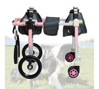 Générique Fauteuil roulant 4 roues for chiens, chariot réglable avec aide à la marche et à la mobilité, attelle légère for pattes et hanches for chiens de petite, moyenne et grande taille.(Pink,S)