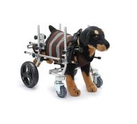 Générique Fauteuil roulant pour chien à quatre roues, fauteuil roulant pour animaux ajustable, réhabilitation des pattes avant et arrière, convient aux chiens handicapés de 3 à 9 kg,Marron