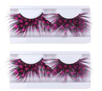 Générique Faux Cils Colorés en Plumage Faits Main, Réutilisables, 2 Paires, Style Chic, pour Costume et Soirée